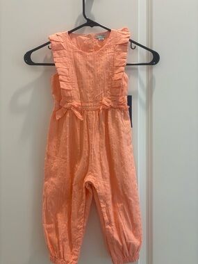 NWT Habitual Baby Girl Peach Swiss Dot Romper 24M Spring Summer
